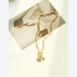Collar de cobre chapado en oro de 18k con diseño de ojo de palma de circón con microincrustaciones de moda al por mayor