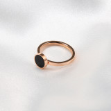 1 pieza de anillos redondos de concha con incrustaciones de acero pulido y titanio a la moda