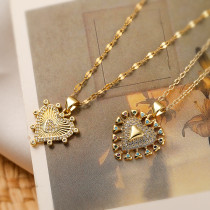 Collar con colgante chapado en oro de 18 quilates con incrustaciones de cobre y forma de corazón de estilo simple y elegante