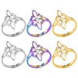 Anillos de pulido de acero inoxidable con nudo de brujas de estilo simple al por mayor