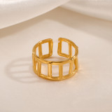 Anillos abiertos chapados en oro de 18 quilates con revestimiento de acero inoxidable de color sólido estilo IG