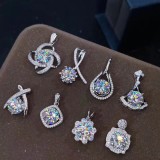 Colgante de collar de diamantes con alto contenido de carbono y diamantes de cobre geométrico brillante