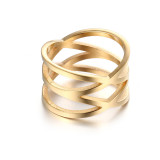 Anillos de acero inoxidable con múltiples anillos trenzados creativos de moda Simple joyería al por mayor