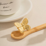 Anillo abierto chapado en oro de acero inoxidable 18K con mariposa estilo IG a granel