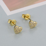 Pendientes chapados en oro de cobre en forma de corazón nuevos de moda