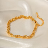 Estilo INS Estilo simple Color sólido Chapado en acero inoxidable Collar de pulseras chapadas en oro de 18 quilates
