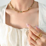 Collar De Pulseras De Mujer De Circón Con Incrustaciones De Acero De Titanio Redondo De Moda
