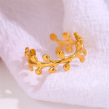 Anillos abiertos chapados en oro de 18 quilates con revestimiento de acero inoxidable redondo cruzado estilo romano de estilo simple