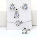 Commute Bear Pulseras con incrustaciones de cobre y circón, collar y pendientes
