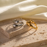 Anillo abierto cruzado cruzado de acero inoxidable irregular estilo INS