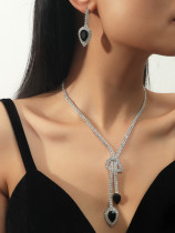 Venta al por mayor, collar de cristal geométrico coreano, pendiente, conjunto de joyería de dos piezas