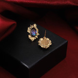 1 par de pendientes elegantes chapados irregulares con incrustaciones de concha de abulón de cobre chapados en oro de 18 quilates
