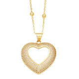 Collar pendiente del Zircon plateado oro 18K del cobre 18K de la forma del corazón dulce del estilo de IG a granel