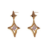 1 par de pendientes colgantes de circonita de cobre con incrustaciones de estrella de estilo coreano de estilo Simple
