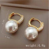 1 par de pendientes colgantes de circonita perla con incrustaciones de cobre redondo de estilo Simple elegante