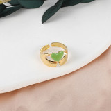 El gesto artístico dulce deja los anillos abiertos plateados oro 18K del esmalte del acero inoxidable de la forma del corazón