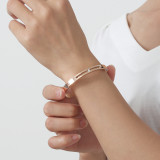 Brazalete de piedras preciosas artificiales con incrustaciones de acero de titanio de color sólido para mujer