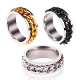 Anillos geométricos de acero de titanio, anillos de acero inoxidable chapados, 1 pieza