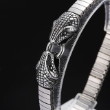 Pulseras retro de rayas de acero y titanio con serpiente, 1 pieza