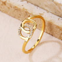 Anillos de piedras preciosas artificiales de acero titanio con anillo doble elegante a granel