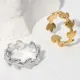 Anillo abierto de acero inoxidable con hojas de estilo simple, 1 pieza
