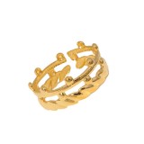 Anillo Abierto Geométrico De Moda Chapado En Acero Inoxidable