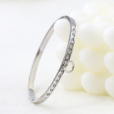 Brazalete de diamantes de imitación artificiales con revestimiento de acero inoxidable redondo para mujer