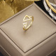 Anillos abiertos de piedras preciosas artificiales con incrustaciones de cobrizado triangular de estilo moderno
