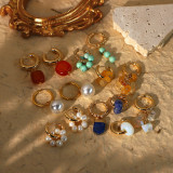 Pendientes de perlas elegantes con revestimiento de cobre y perlas, 1 par