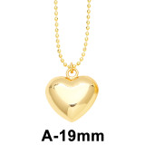 Collar colgante chapado en oro de 18 quilates con revestimiento de cobre en forma de corazón estilo INS