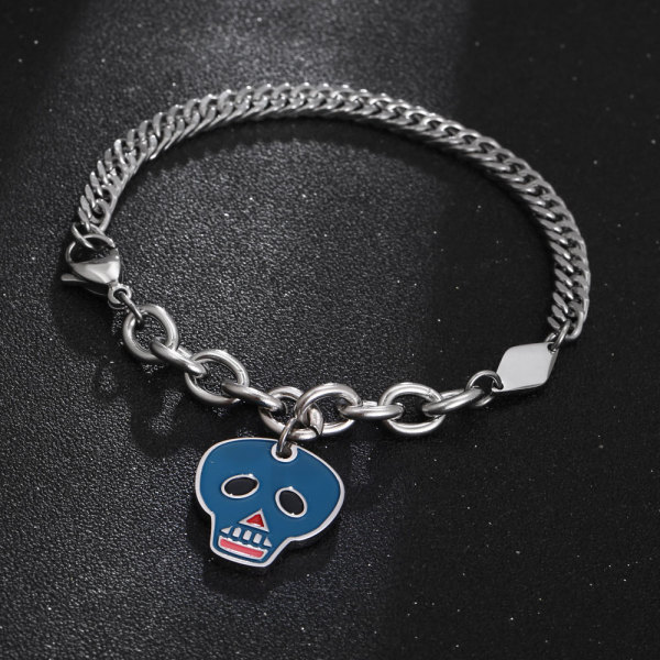 Pulseras de pulido de acero de titanio con calavera divertida