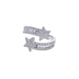 Anillos de circón con incrustaciones de cobre y estrella de estilo simple