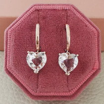 1 par de pendientes colgantes de circonita con incrustaciones de cobre en forma de corazón a la moda