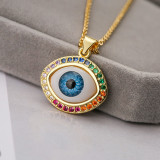 Collar con colgante de circón chapado en oro de 18 quilates con ojo de diablo de estilo clásico retro a granel