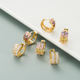 Pendientes de circonitas de doble fila de color cobre con microincrustaciones