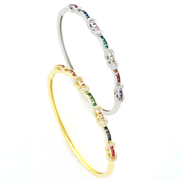 Brazalete de circón con incrustaciones de cobre irregular para mujer