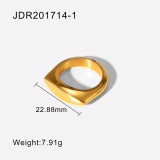 Nuevo Anillo de arco liso chapado en oro de 18K, joyería para mujer, anillo de arco ovalado alto pulido