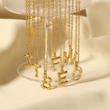 Cadena de suéter chapada en oro de 18 quilates con revestimiento de acero inoxidable con letras de estilo simple