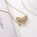 Collar colgante de Zircon plateado oro cobre retro elegante de la mariposa a granel
