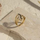 Anillos de diamantes de imitación chapados en oro de 18K de acero inoxidable con mariposa geométrica estilo IG a granel