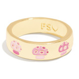 Moda Letra Flor Latón Esmalte Anillos 1 Pieza