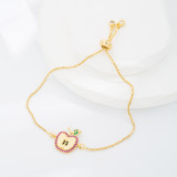 Estilo clásico Apple Fish Cobre Chapado en oro Pulseras de circón 1 pieza