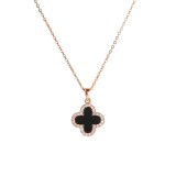 Collar de pendientes de diamantes de imitación con incrustaciones de cobre y acero de titanio y flores de estilo simple
