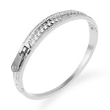 Brazalete de diamantes de imitación con incrustaciones de acero inoxidable geométrico para mujer informal