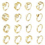 Anillo abierto chapado en acero de titanio y mariposa de moda, 1 pieza