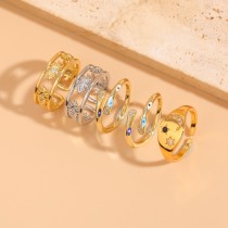 Anillos abiertos chapados en oro de 14 quilates con incrustaciones de cobre geométrico básico elegante