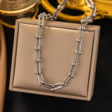 Collar de pendientes de pulseras de cadena de chapado de acero de titanio de color sólido de estilo simple informal