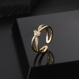 Anillo de apertura con estilo japonés y coreano Estilo Ins personalizado Diamante Anillo simple y ajustable Anillo vintage Anillo de dedo meñique de nicho