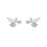 1 par Estilo IG Estilo clásico Estilo coreano Flor Serpiente Mariposa Incrustaciones Cobre Circón Chapado en oro blanco Pendientes chapados en oro