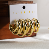 Pendientes de aro chapados en oro redondos de cobre 14K de estilo simple informal a granel